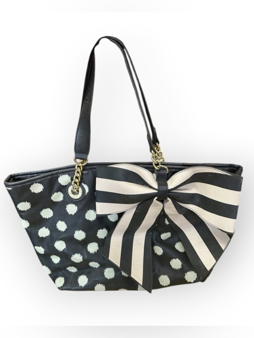 Women’s Betsey Johnson Polka Dot Bow Crossbody Tote Bag